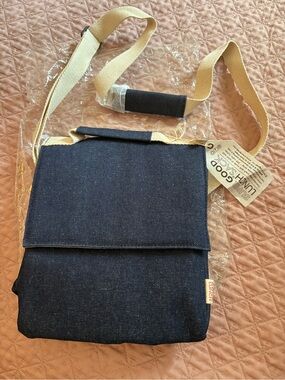 Kids Denim Messenger Lunch Bag - Navy Blue